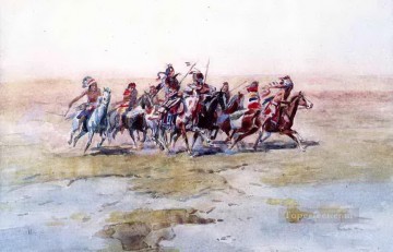 partie de guerre des Cris Charles Marion Russell Indiens d’Amérique Peinture à l'huile